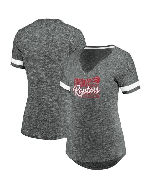 Women's Gray and White Toronto Raptors Showtime Winning with Pride Notch Neck T-shirt