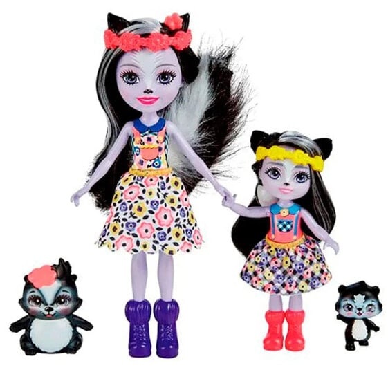 ENCHANTIMALS Sage Skunk & Sabella Skunk Sister Dolls & 2 Animal Figures