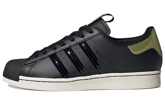 adidas originals Superstar 复古休闲 低帮 板鞋 男女同款 黑绿红 / Кроссовки Adidas originals Superstar FW3923