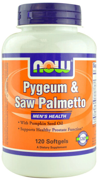 NOW Foods Pygeum & Saw Palmetto Африканская слива и сереноя для здоровья предстательной железы 120 гелевых  капсул