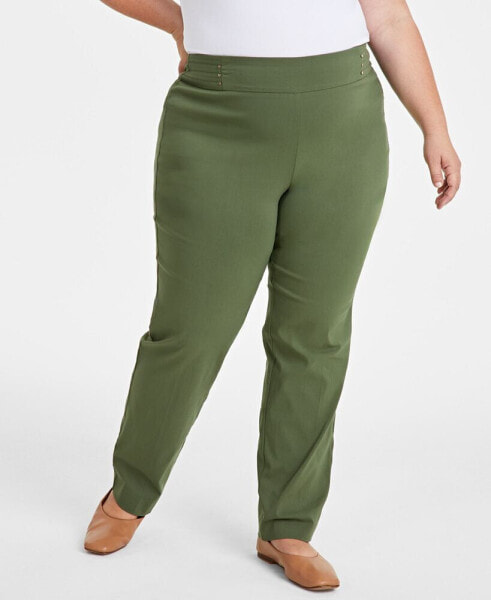 Plus & Petite Plus Size Tummy Control Pull-On Slim-Leg Pants, Created for Macy's