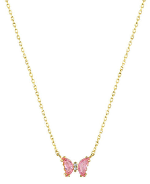 Pink Cubic Zirconia Butterfly Necklace