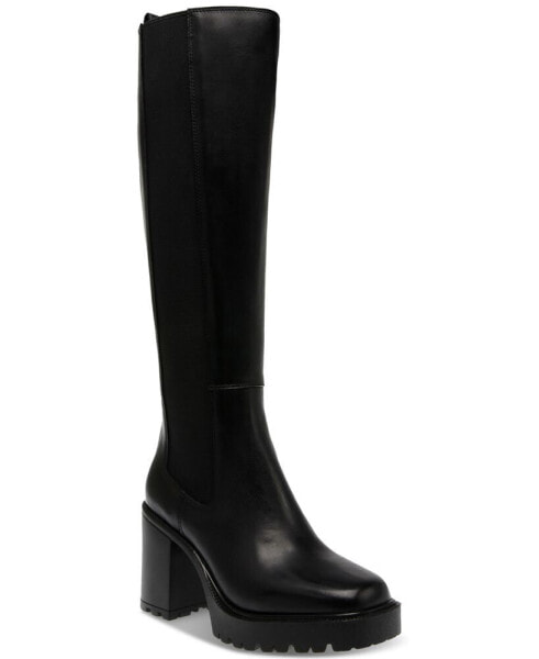 Women's Deegan Lug-Sole Knee-High Block-Heel Boots