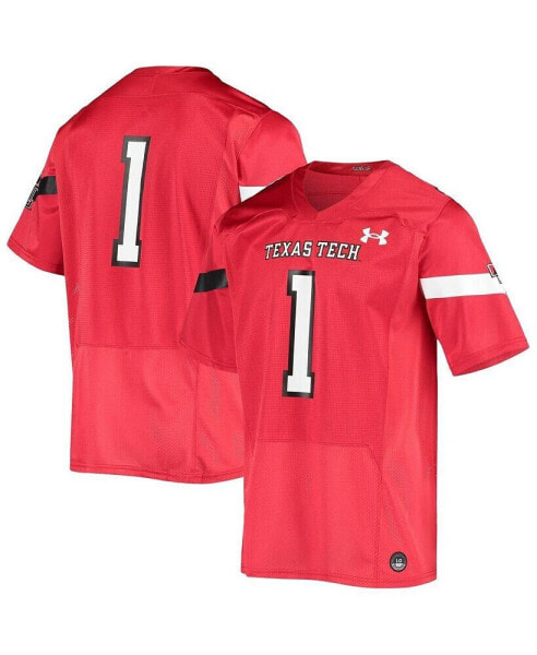 Men's #1 Red Texas Tech Red Raiders Logo Replica Football Jersey