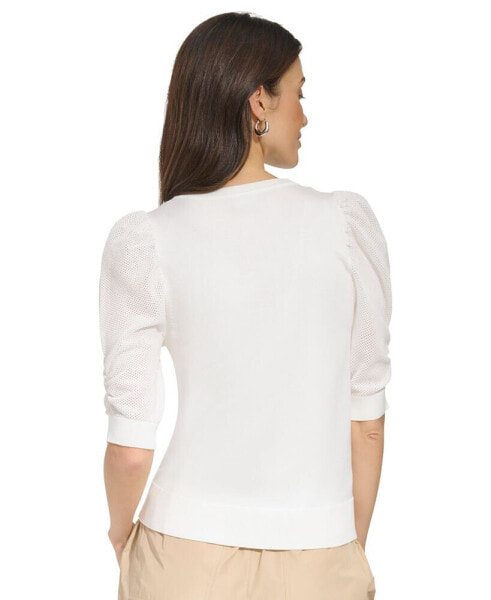 Women's Puff-Sleeve V-Neck Sweater