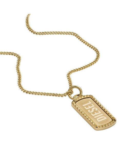 Men's Gold-Tone Stainless Steel Dog Tag Necklace