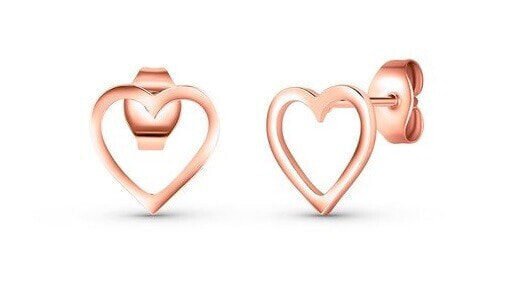 Minimalistické bronzové náušnice Srdíčka Vrisan Rose Gold