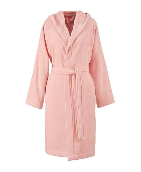 Plain Hooded Cotton Velour Women's Bathrobe