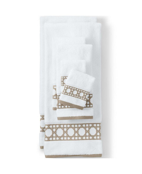 Premium Supima Cotton Cane Weave Jacquard Border 2-Piece Washcloth Set