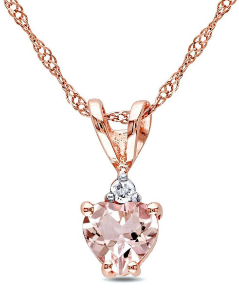 Morganite and Diamond Accent Heart Pendant with Chain