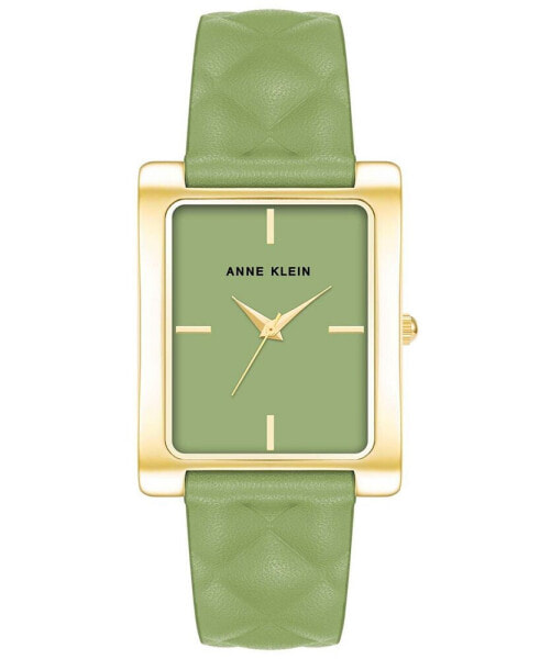 Часы Anne Klein Rectangular Gold Tone & Green Leather