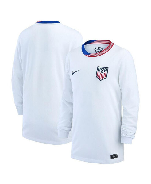 Big Boys and Girls White USMNT 2024 Home Replica Long Sleeve Jersey