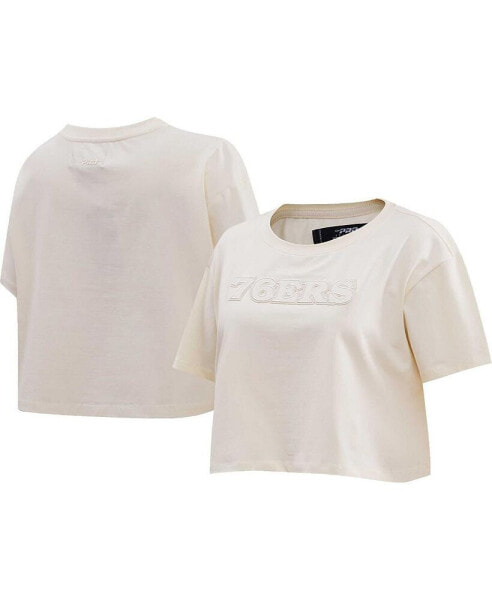 Women's Cream Philadelphia 76ers Neutral Boxy Crop T-shirt