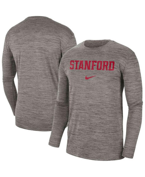 Men's Heather Gray Stanford Cardinal Team Velocity Performance Long Sleeve T-shirt