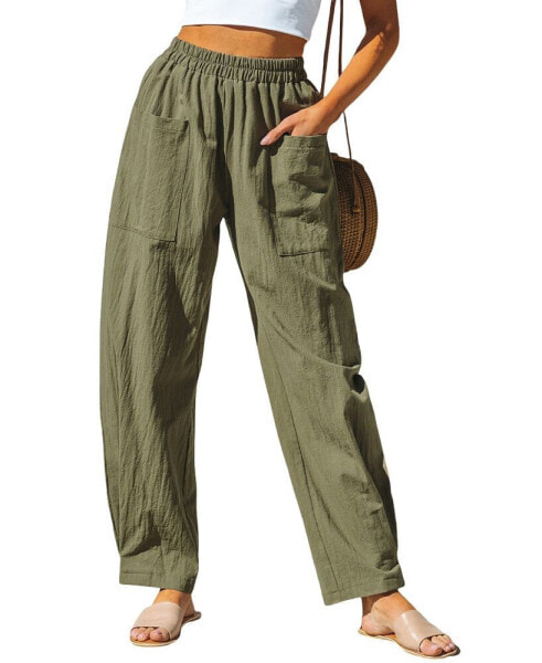 Women's Green Patch Pocket Tapered Leg Pants