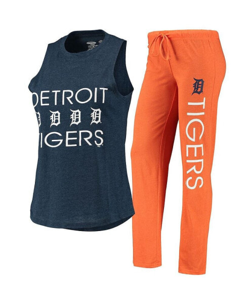 Women's Orange, Navy Detroit Tigers Meter Muscle Tank Top and Pants Sleep Set