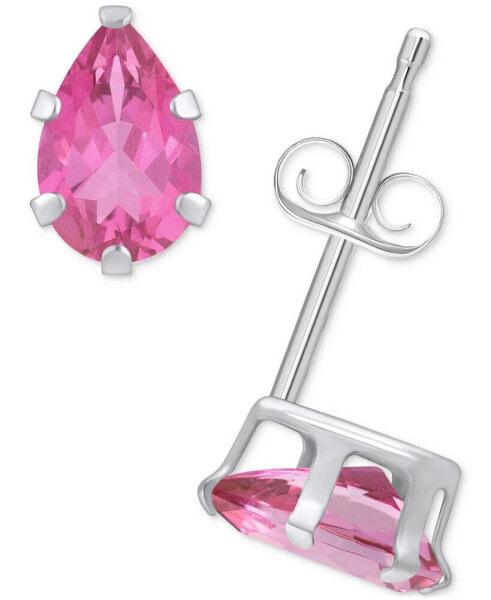 Pink Topaz Pear Solitaire Six Prong Stud Earrings (1 ct. t.w.) in 14k Gold