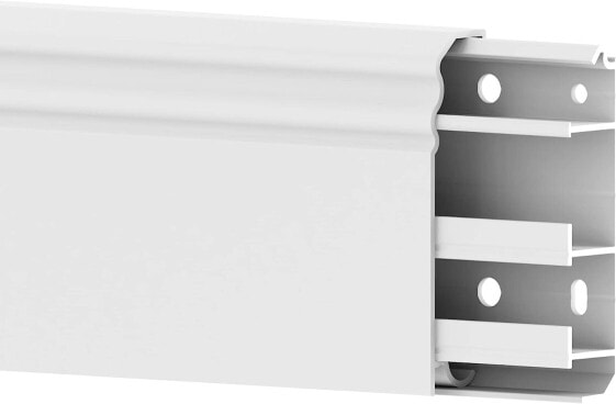Cable Coach 6 m Skirting Board Berlin Profile 20 x 80 mm with Cable Duct, White, 80 mm (4 Pieces Length 1.5 m) & Habengut Outer Corner for Skirting Board Berlin Profile Made of PVC, White, Pack of 1