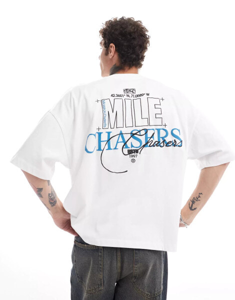 ASOS DESIGN extreme oversized in heavyweight 240gsm t-shirt in white with back print