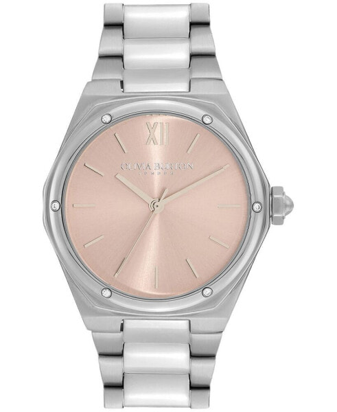 Women's Sports Luxe Hexa Silver-Tone Stainless Steel Watch 33mm