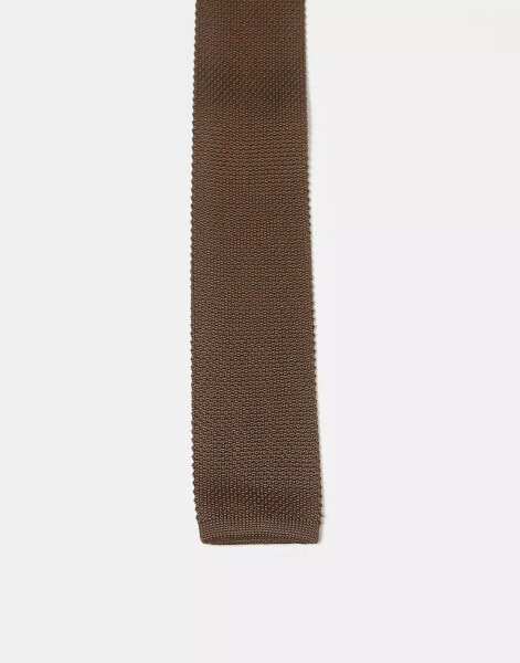 Jack & Jones knitted tie in brown