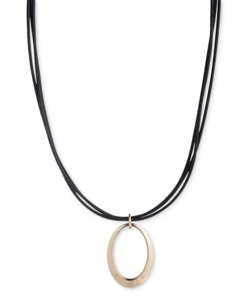 Open Drop Leather Cord Pendant Necklace, 16" + 3" extender