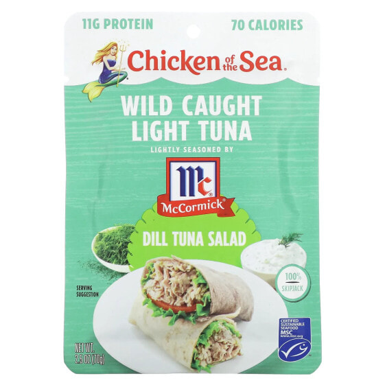 Chicken of the Sea, Дикий светлый тунец, салат из тунца с укропом, 70 г (2,5 унции)