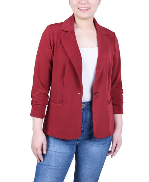 Petite 3/4 Sleeve Knit Ottoman Blazer