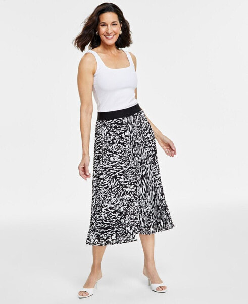 Women's Printed Pleated Midi Skirt, Created for Macy's