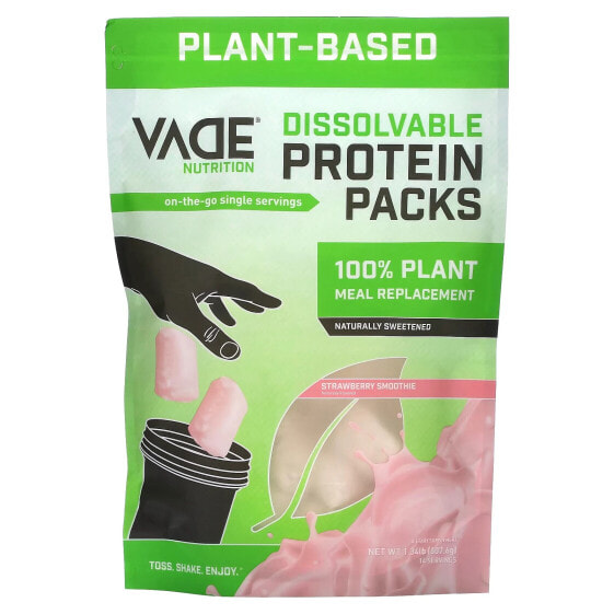 Протеиновые пакеты на основе растительных ингредиентов Vade Nutrition клубничный смузи 607.6 г 1.34 фунта (аналог замены приема пищи)