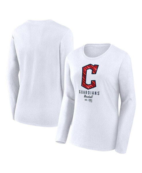 Women's White Cleveland Guardians Long Sleeve T-shirt
