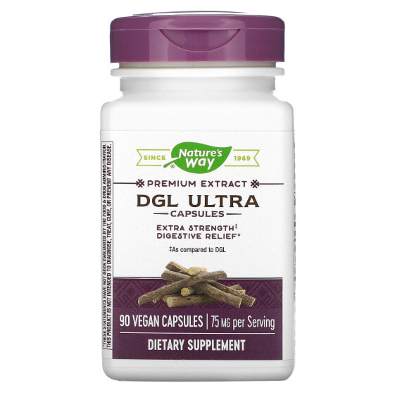 БАД для пищеварительной системы NATURE'S WAY Premium Extract, DGL Ultra, 75 мг, 90 капсул