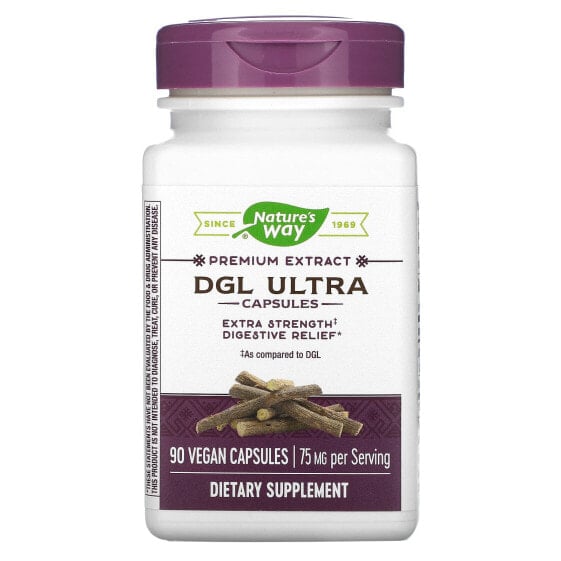 Nature's Way, DGL Ultra, глицирризинат солодки, 75 мг, 90 веганских капсул