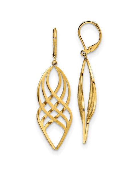 Stainless Steel Polished Yellow plated Twisted Dangle Earrings