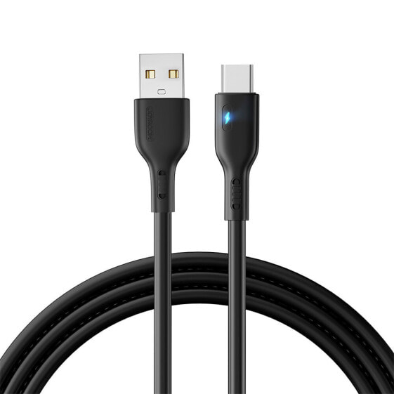 Kabel przewód ze wskaźnikiem LED USB - USB-C 3A 2m czarny
