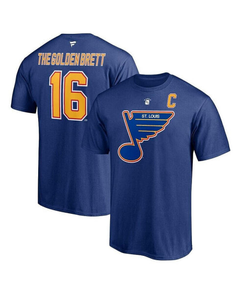 Men's Brett Hull Blue St. Louis Blues Authentic Stack Retired Player NickName and Number T-shirt