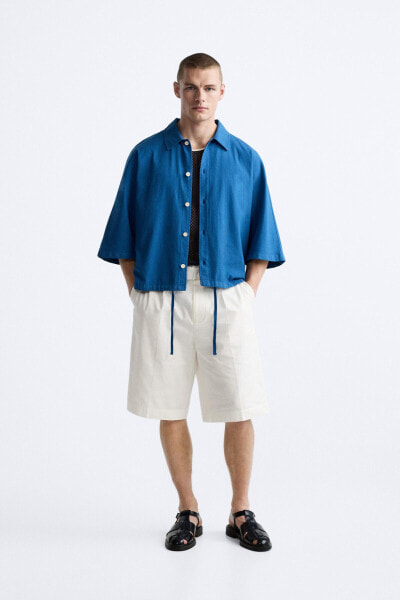 BOXY FIT COTTON - LINEN SHIRT