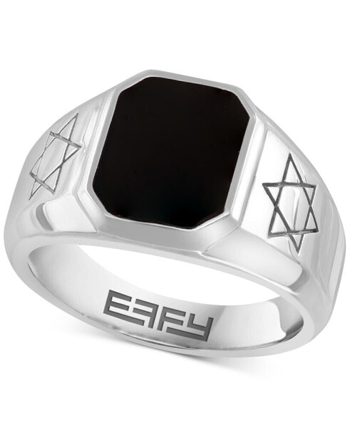 EFFY® Men's Onyx Star of David Engraved Ring in Sterling Silver