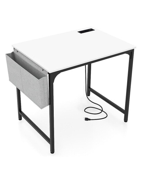 32 Inch Computer Desk Small Home Office Desk with Charging Station