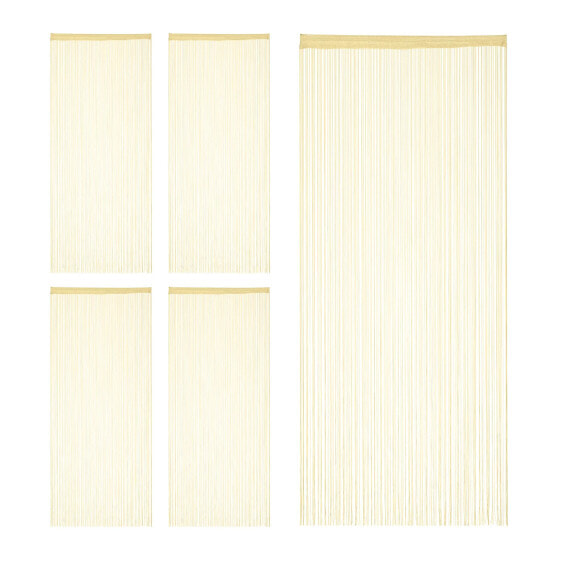 5 x Fadenvorhang beige 90 x 245 cm