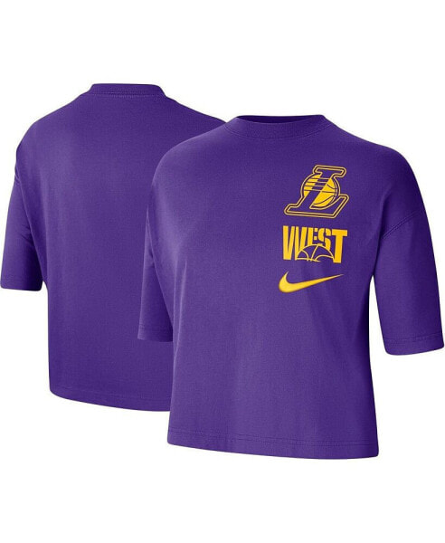 Women's Purple Los Angeles Lakers Essential Boxy T-shirt