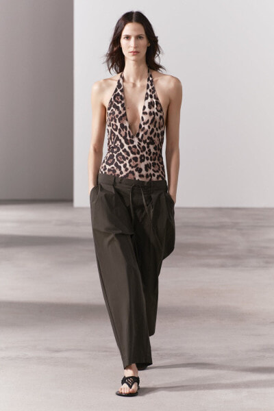 Zw collection pleated trousers with drawstring