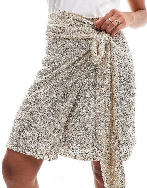 Never Fully Dressed Jaspre embellished mini skirt in silver