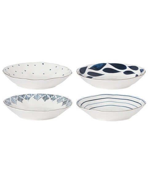 Blue Bay Porcelain Pasta Bowls Set, Assorted Set of 4