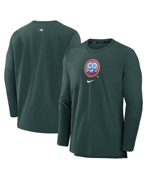 Men's Hunter Green Colorado Rockies Authentic Collection City Connect Player Tri-Blend Performance Pullover Jacket