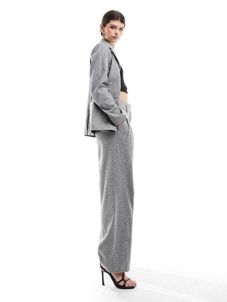 Vila tailored pleat front trouser co-ord in soft herringbone