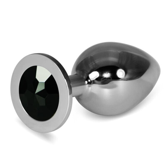 Metal Butt Plug RoseBud Classic with Black Jewel Size L