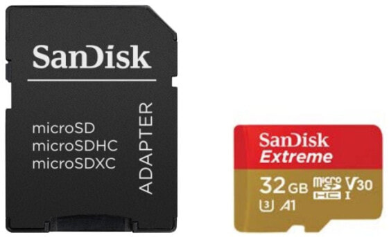 SanDisk SDSQXAF-032G-GN6AT - 32 GB - MicroSDHC - UHS-I - 100 MB/s - Class 3 (U3) - Shock resistant - Temperature proof - Waterproof