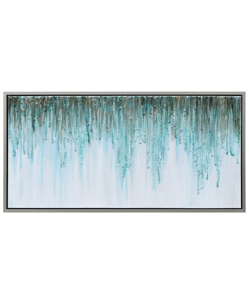 Green Frequency Textured Metallic Hand Painted Wall Art by Martin Edwards, 24" x 48" x 1.5"
