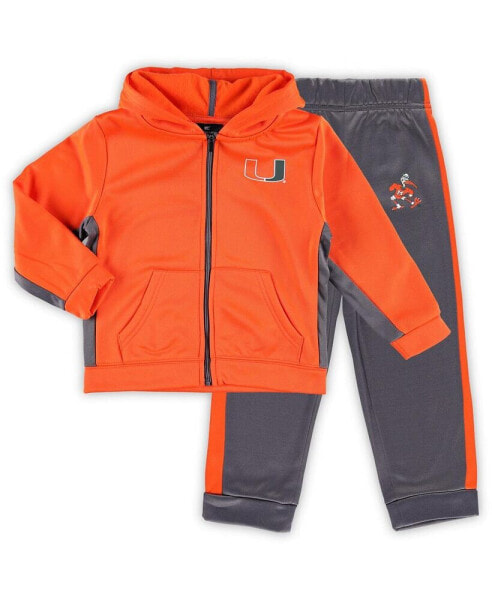 Toddler Boys Orange, Gray Miami Hurricanes Shark Full-Zip Hoodie Jacket and Pants Set